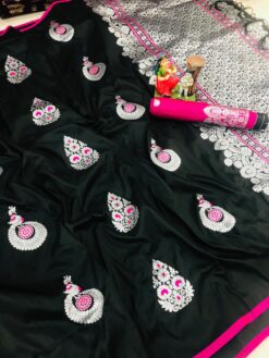 Lichi Silk beautiful Black Saree