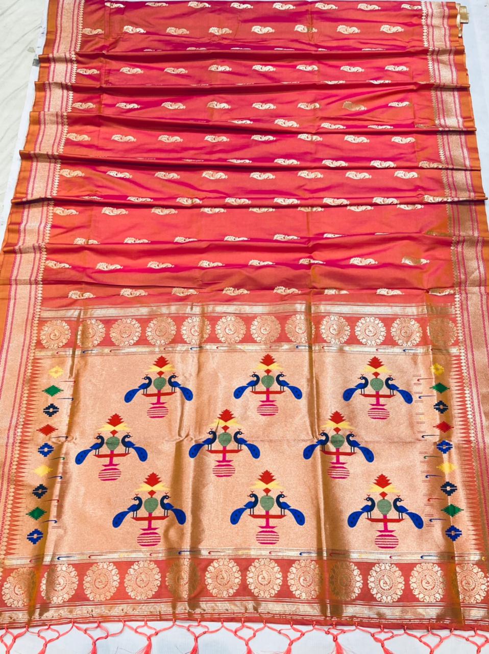 New Semi Paithani  Silk Saree