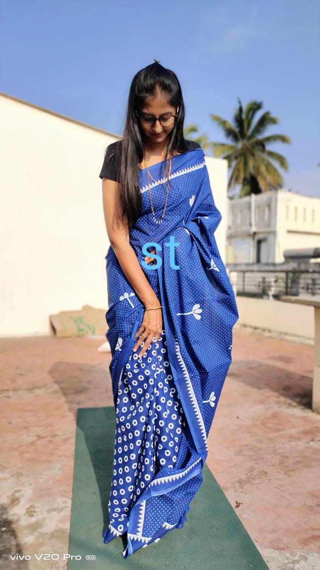 Pure Mulmul Cotton Saree with blouse piece