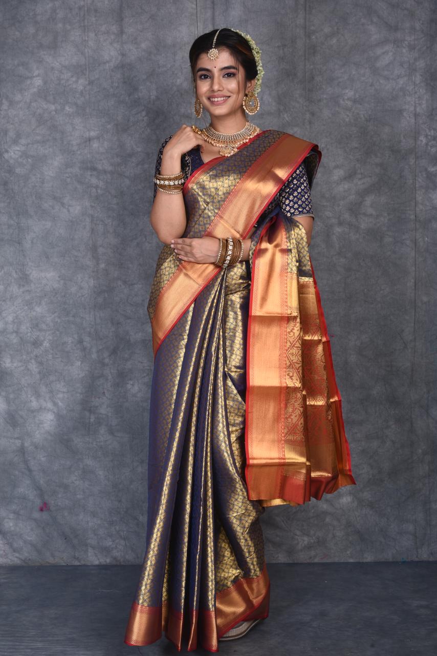 Kanjivaram Soft silk Pure zari weaving Saree