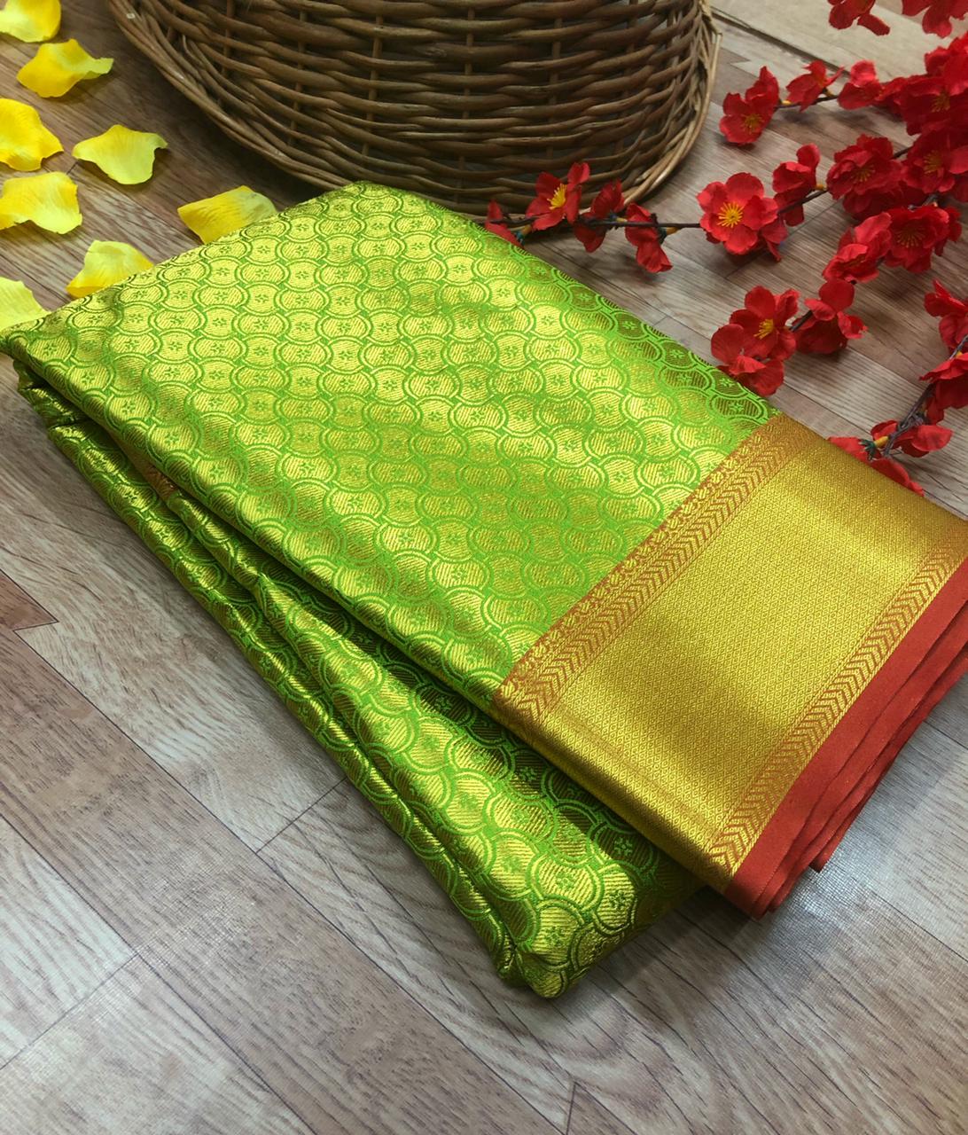Kanjivaram Soft silk Pure zari weaving Saree