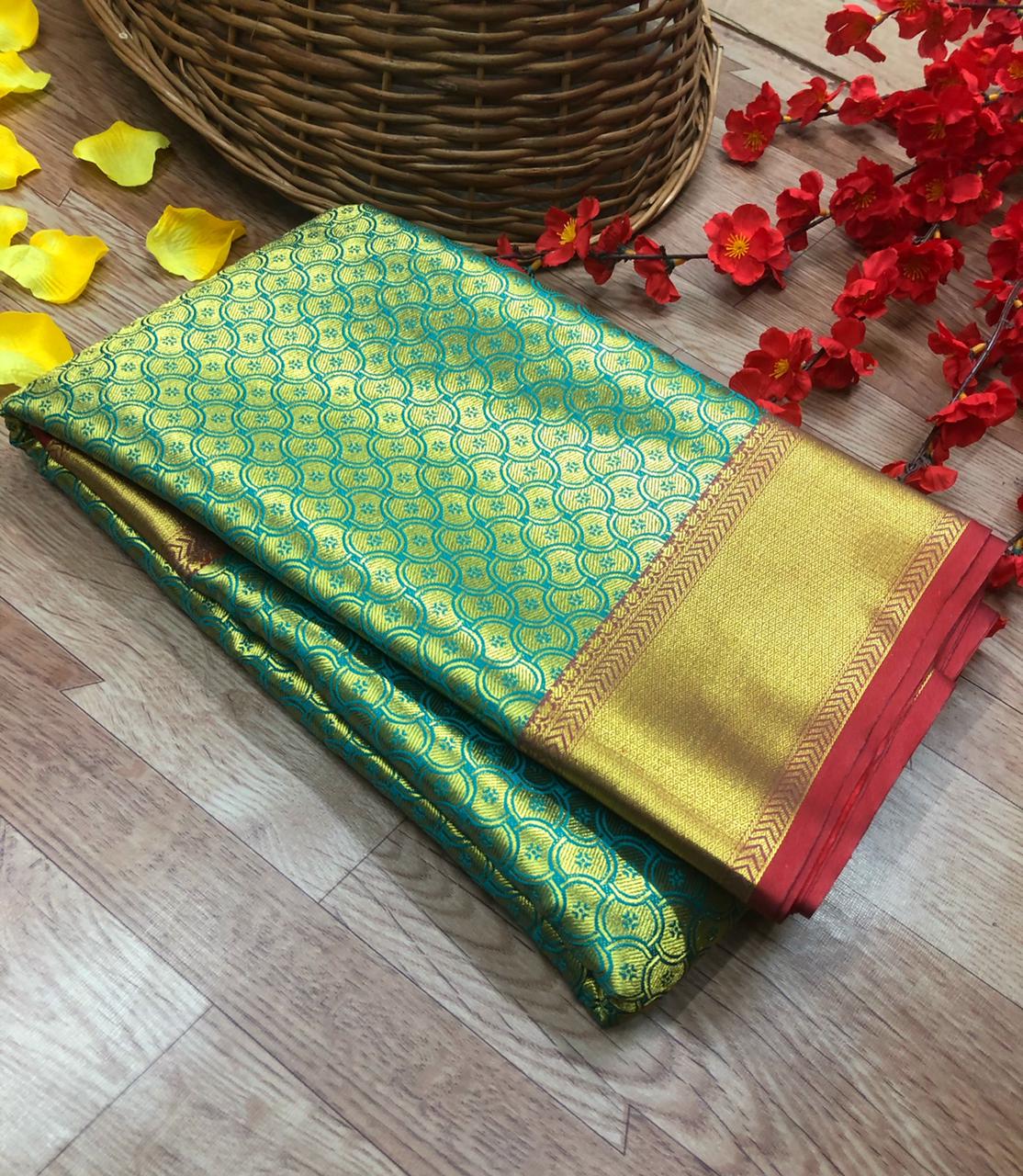 Kanjivaram Soft silk Pure zari weaving Saree