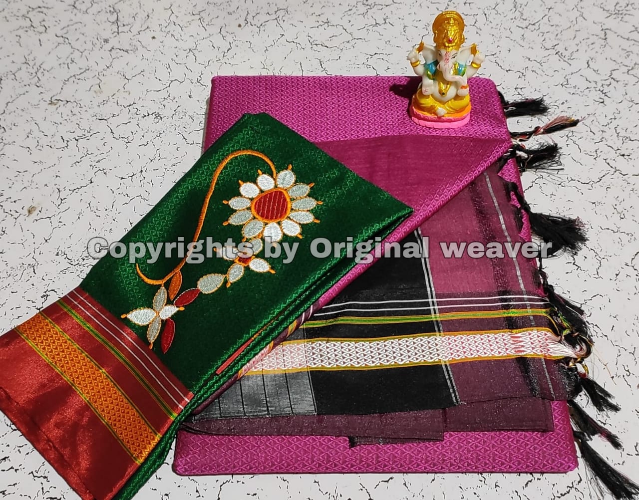 Buy Khun Saree Online with Nath work Blouse