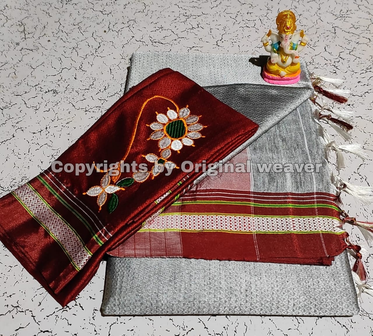Buy Khun Saree Online with Nath work Blouse