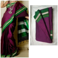 Purple color Resham Blended cotton khan Saree