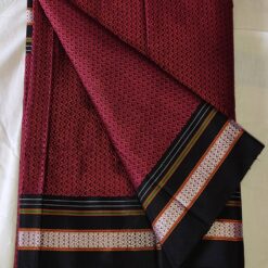 Maroon & Black Resham Blended cotton khan Saree
