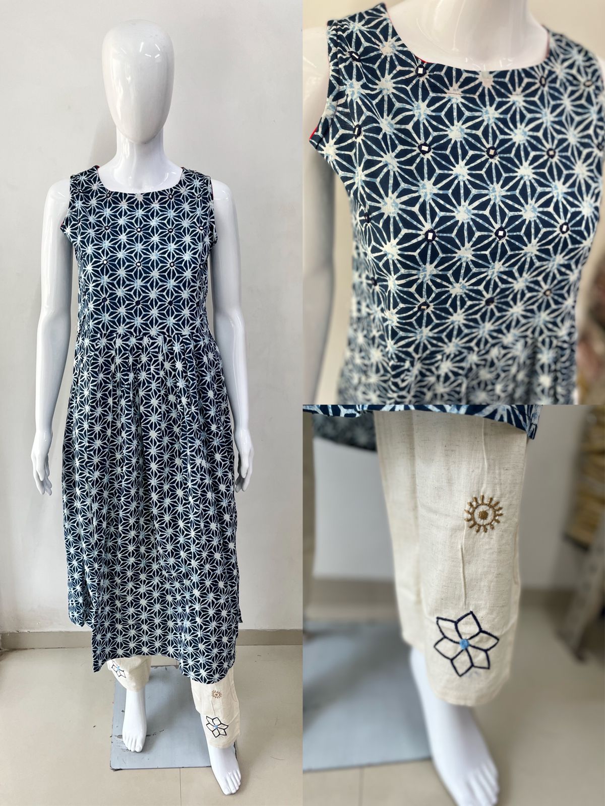 Jaipuri Cotton Cambric Fabric Kurti & Pant Combo