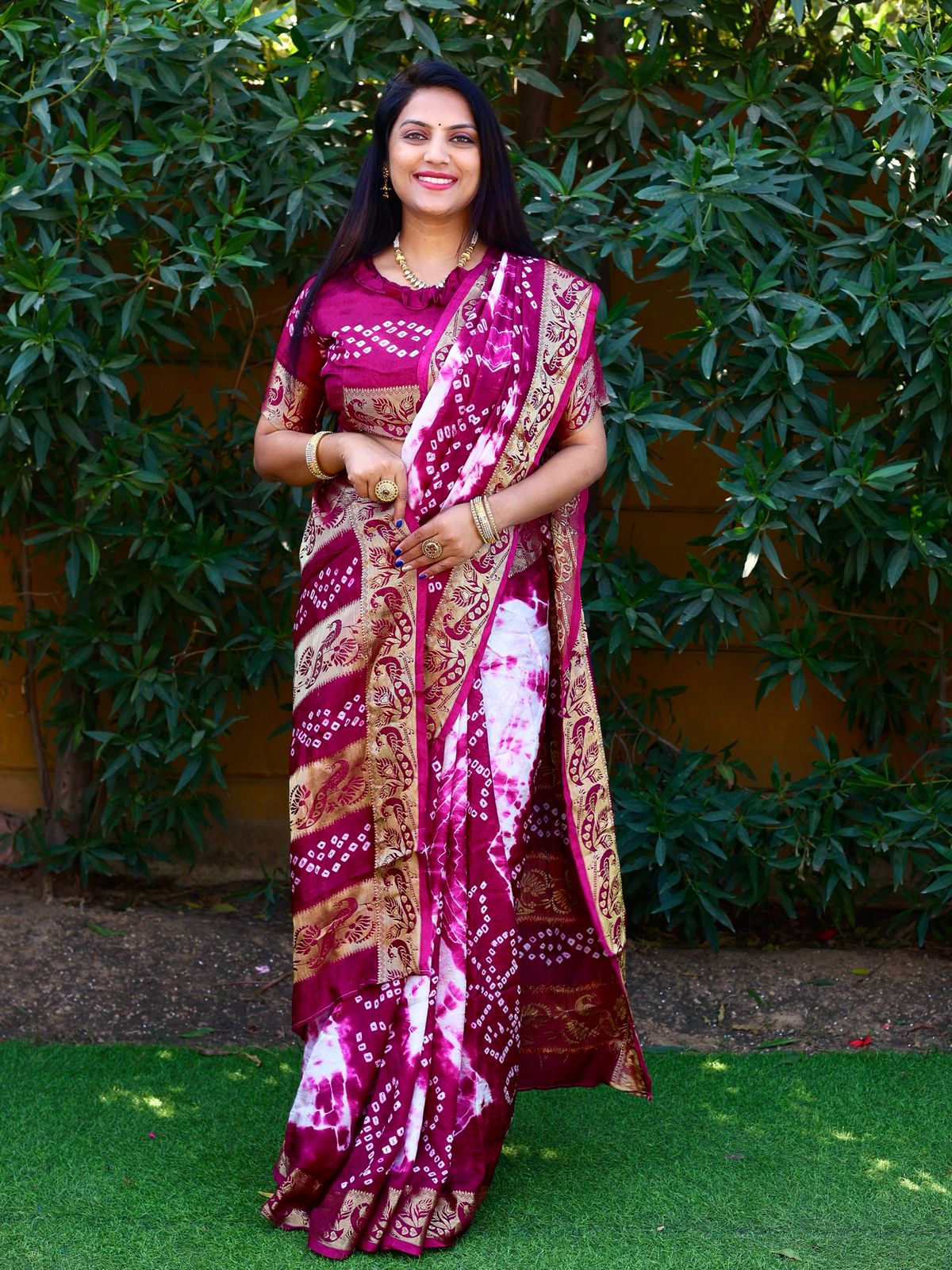 Pure Sibory with Bandhej Silk Saree