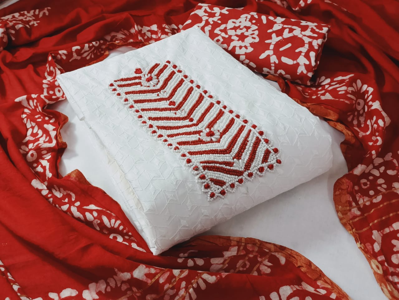 Chikankari Cotton  Dress Material