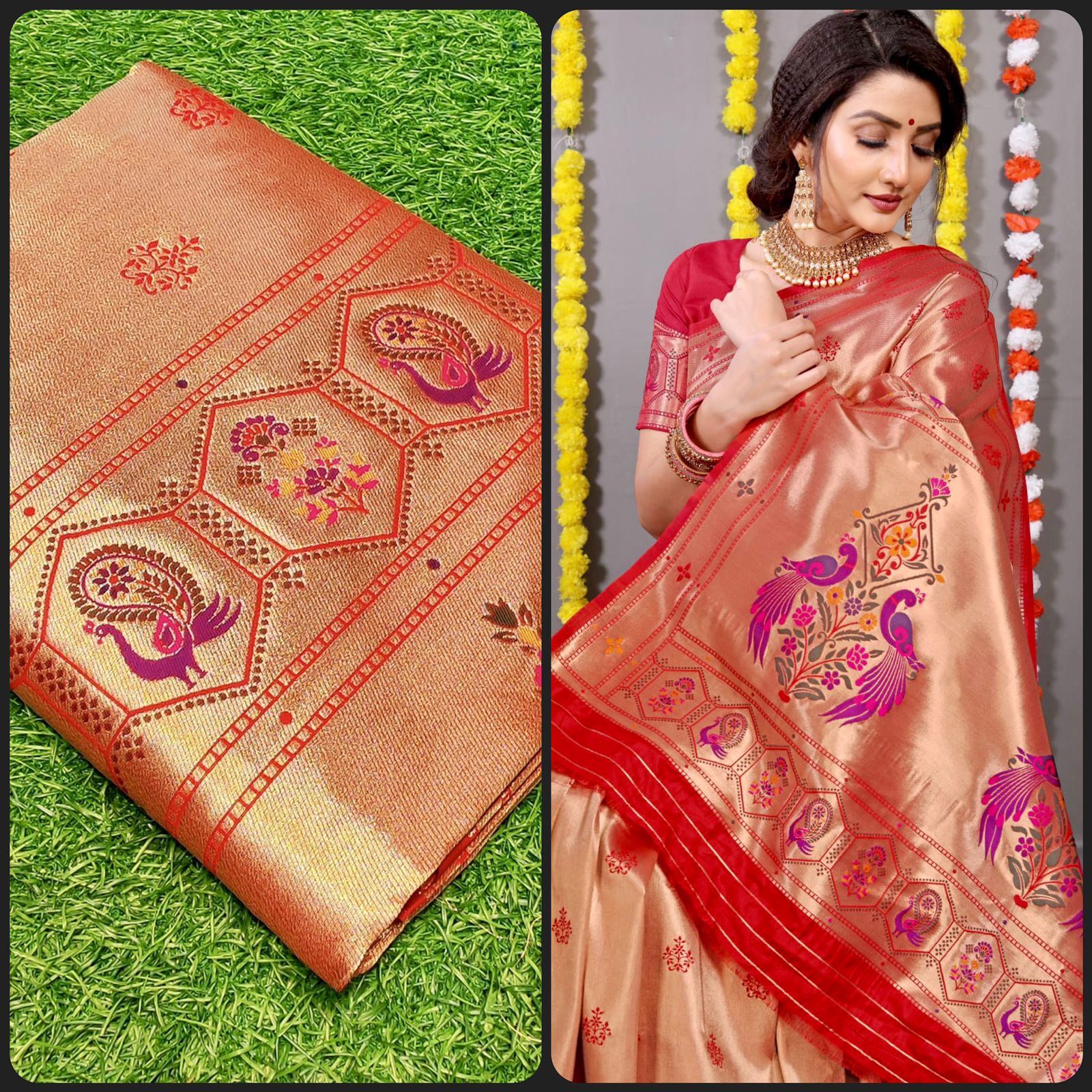 Paithani Pure silk handloom saree with Pure Jari