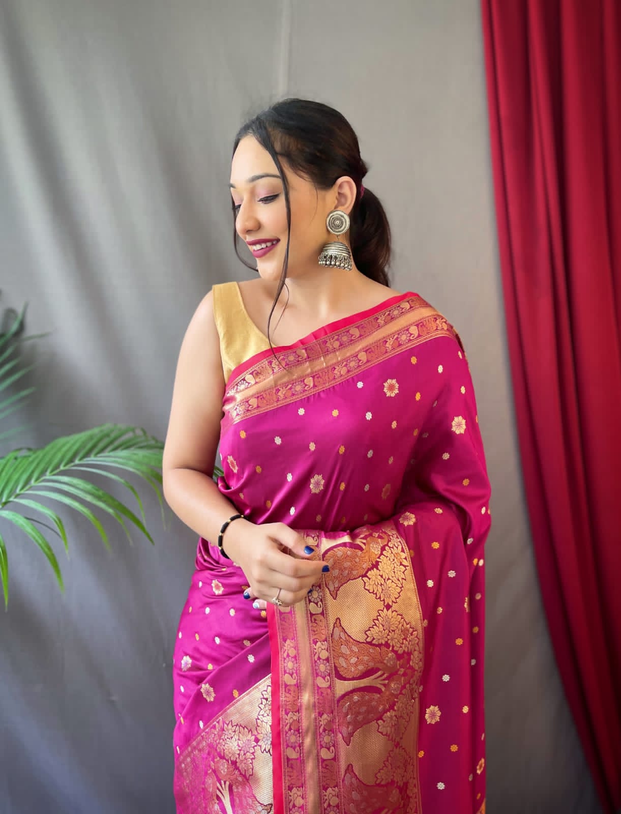 Pure Soft Silk Kanchipuram Saree with Silver and  Gold Zari