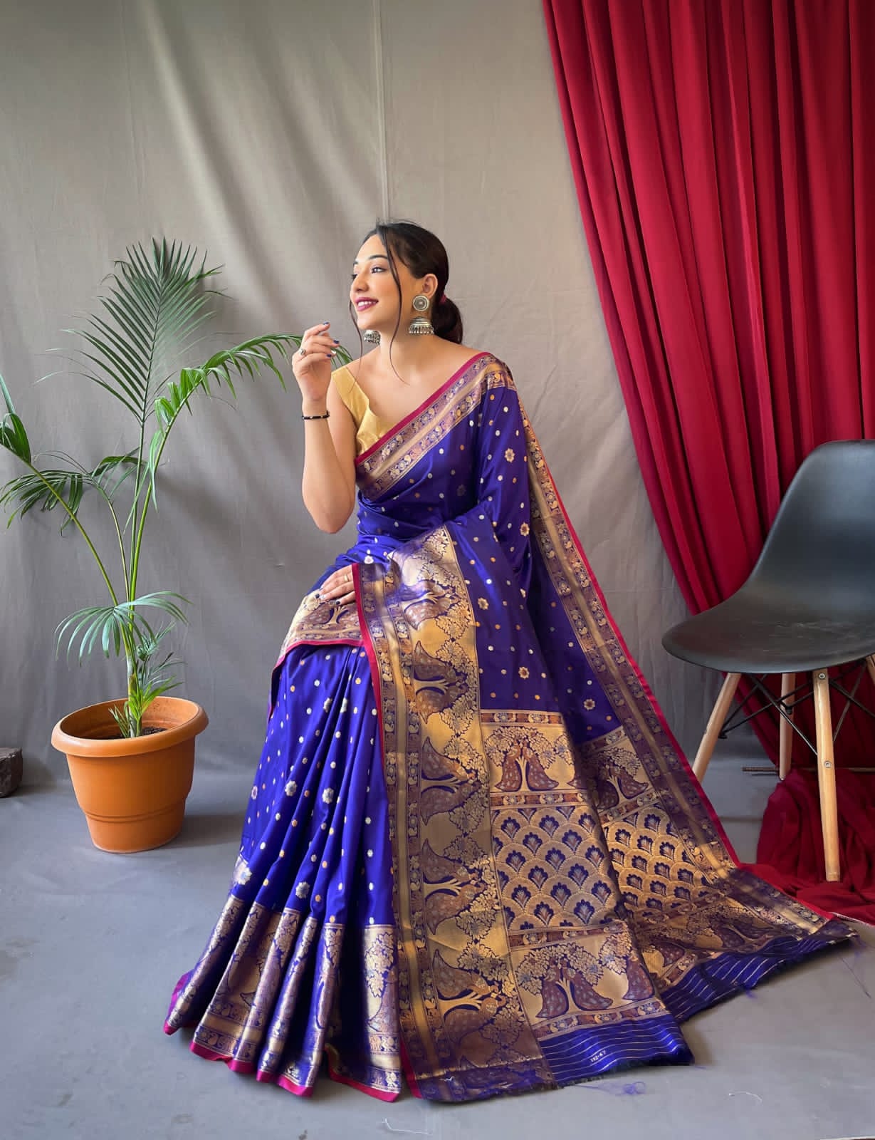 Pure Soft Silk Kanchipuram Saree with Silver and  Gold Zari