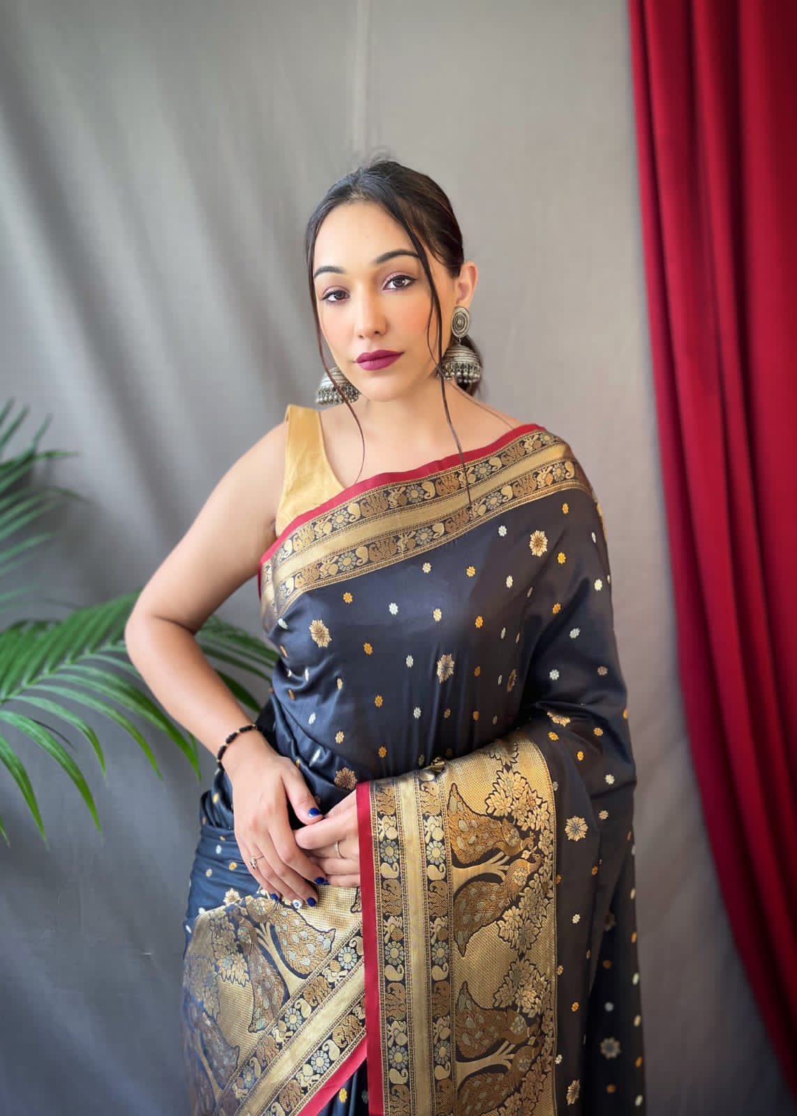 Pure Soft Silk Kanchipuram Saree with Silver and  Gold Zari