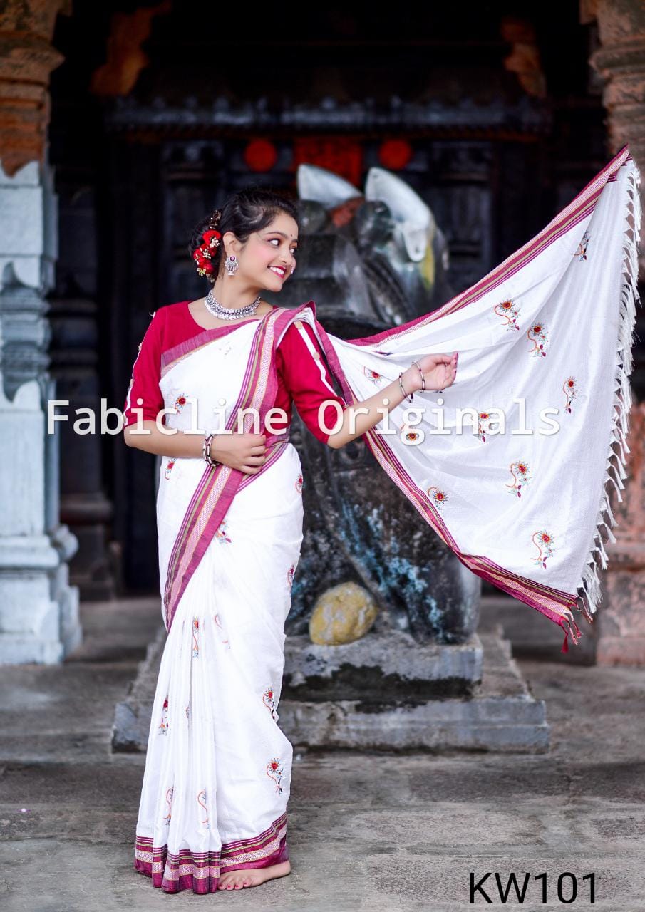 Mulmul Cotton Republic Day Saree In White|I Love India|Suta