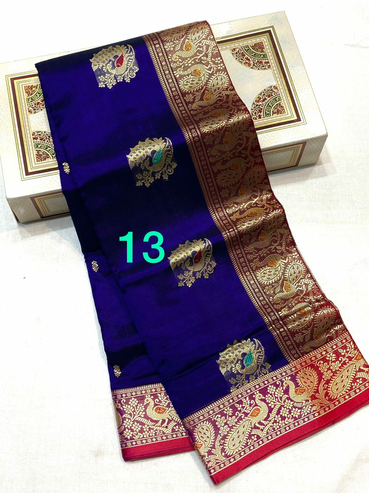 Blue Pure Silk Peshwai Saree