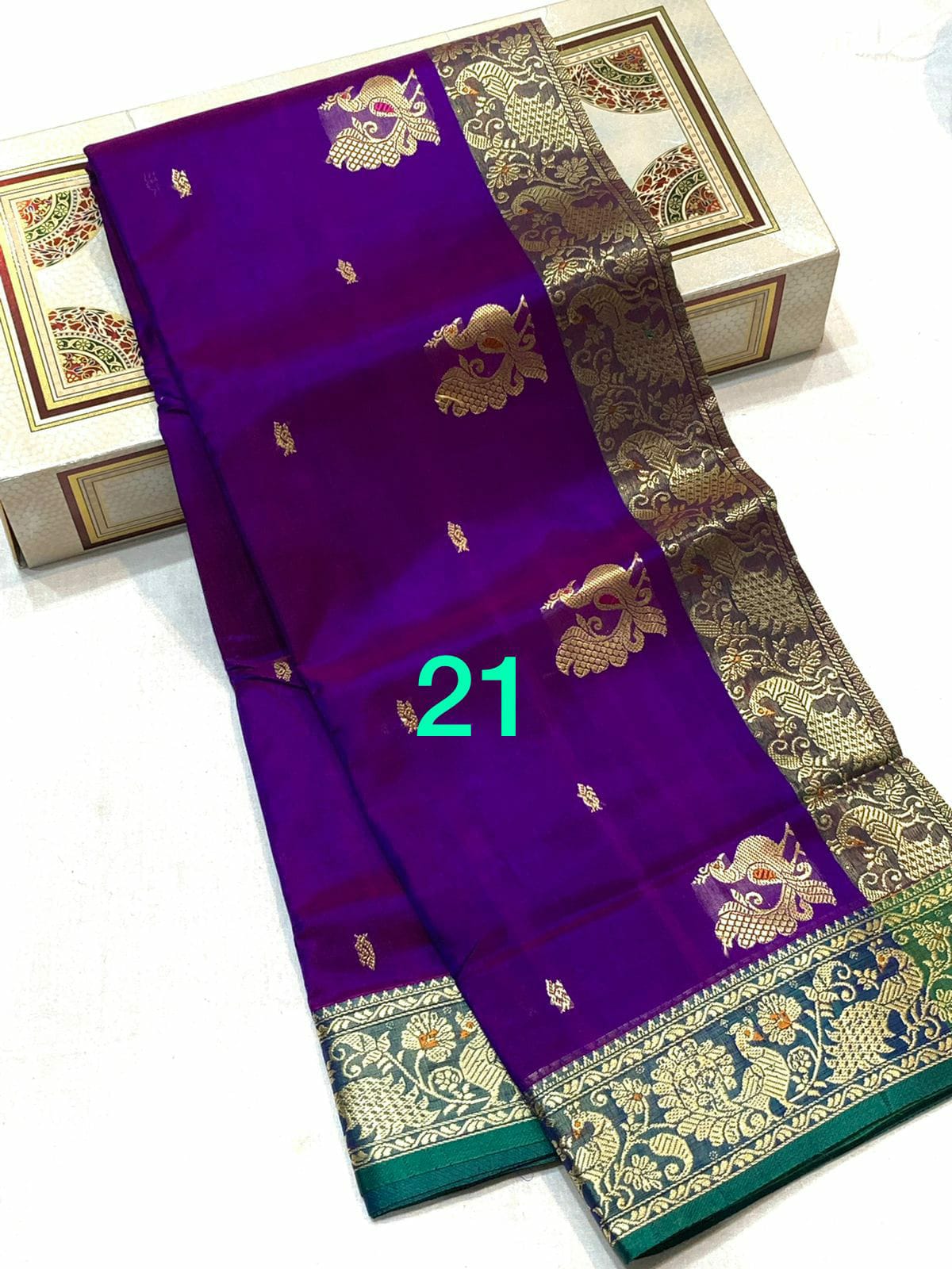 Violet Pure Silk Peshwai Saree