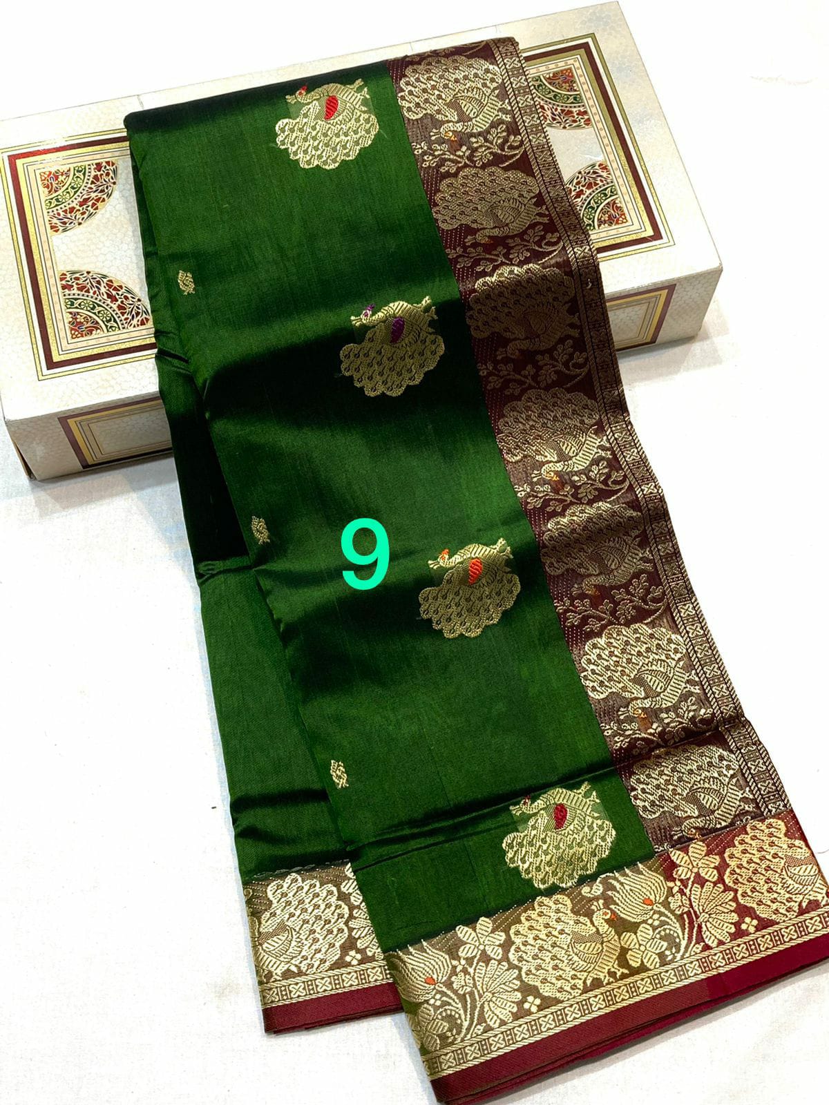 Pure Silk Peshwai Saree Green