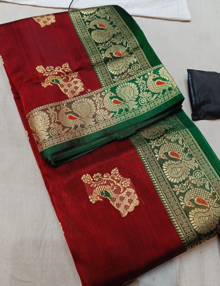 Pure Silk Peshwai Saree Green
