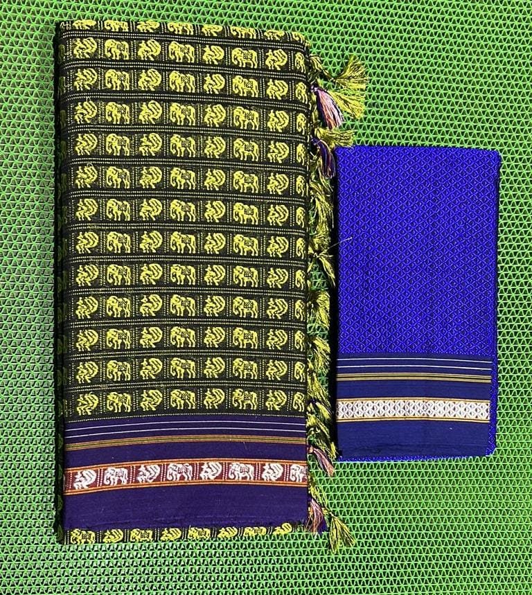 Most exotic and ethnic  party wear  pure resham khun with peacock and elephant motifs customised cut joint saree