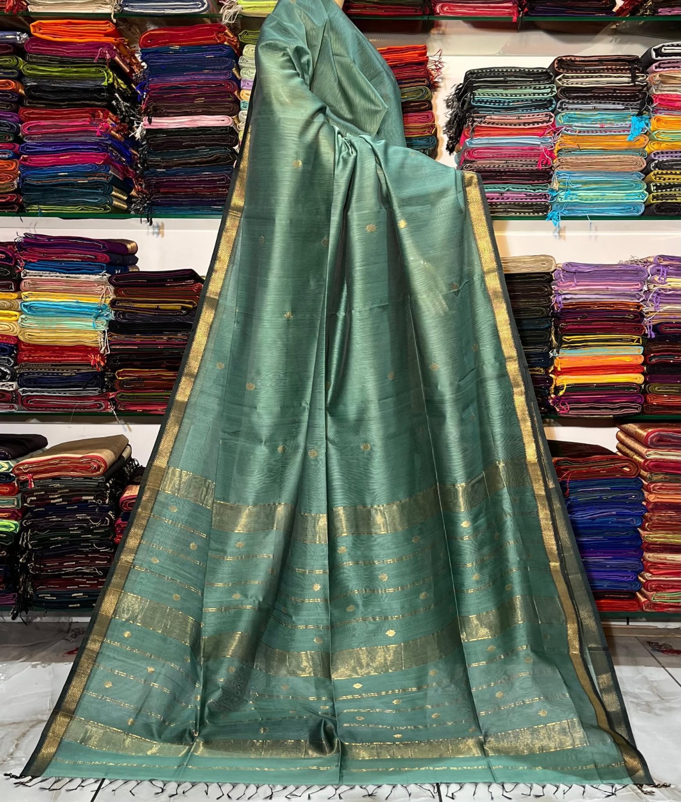 Trending Pure Maheshwari Handloom Rewa Border Saree
