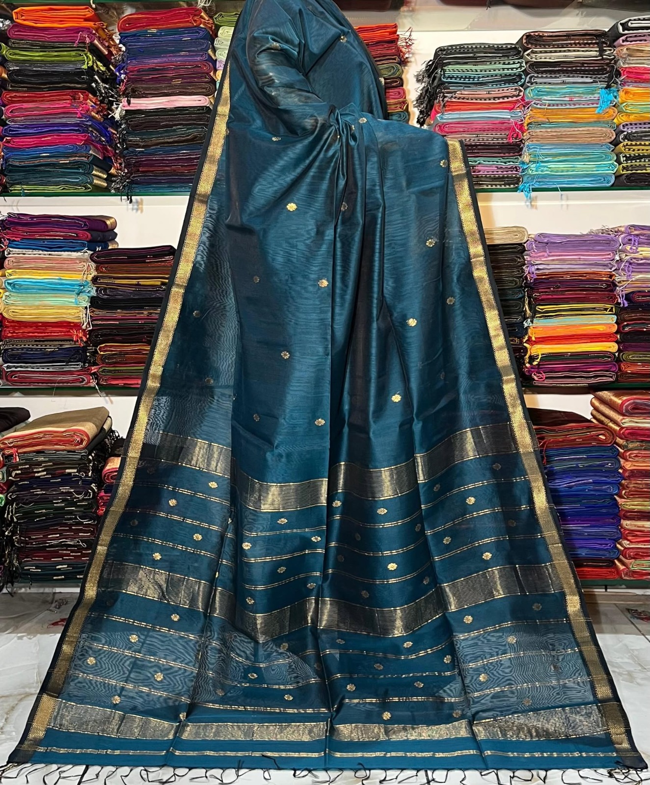 Trending Pure Maheshwari Handloom Rewa Border Saree