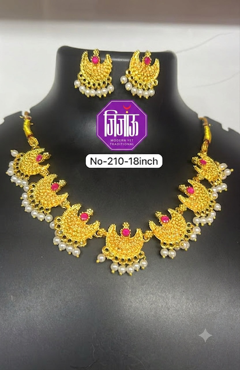 Traditional Maharashtrian Necklace Set with Matching Earrings